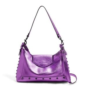 Aimee Kestenberg Hella Good Bag Metallic Purple Leather Studded Shoulder Bag